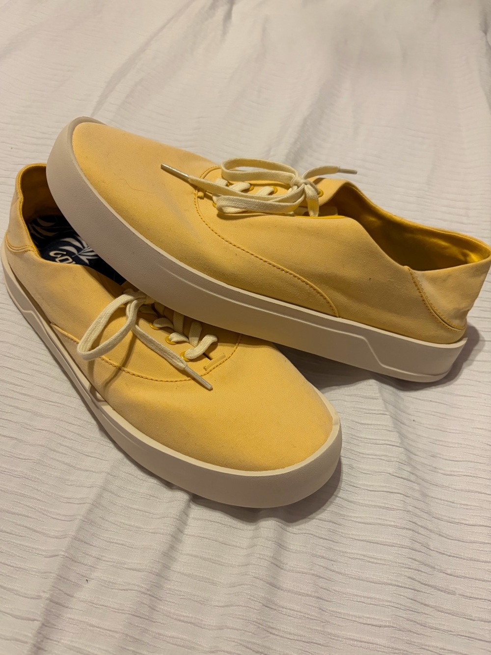 Olukai Tradewind Casual Men's Canvas Lace-Up Sneakers in Yellow